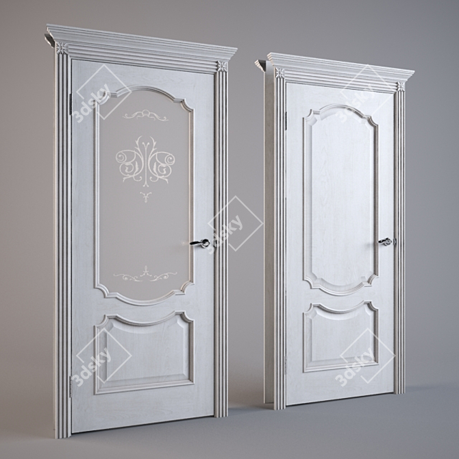 Elegant Ivory Patina Doors 3D model image 1