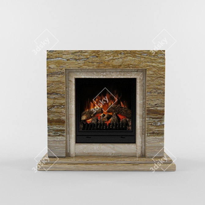 Elegant Marble Electric Fireplace 3D model image 1