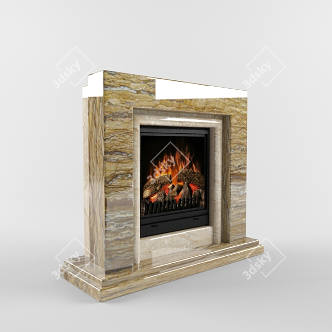 Elegant Marble Electric Fireplace 3D model image 2