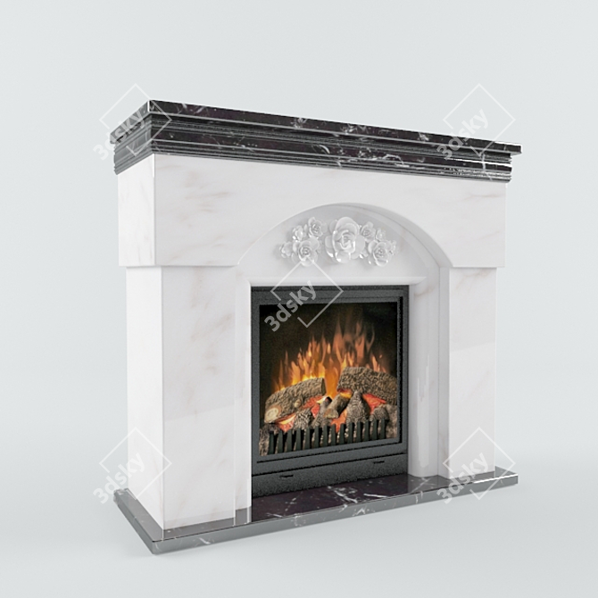 Marble Portal Electric Fireplace 3D model image 2