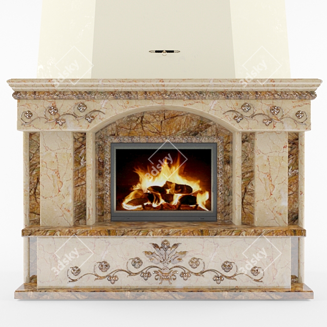 Elegant Marble Fireplace 3D model image 1