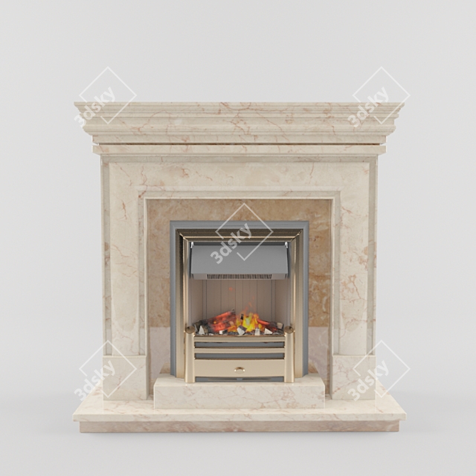 Marble Electric Fireplace 3D model image 1