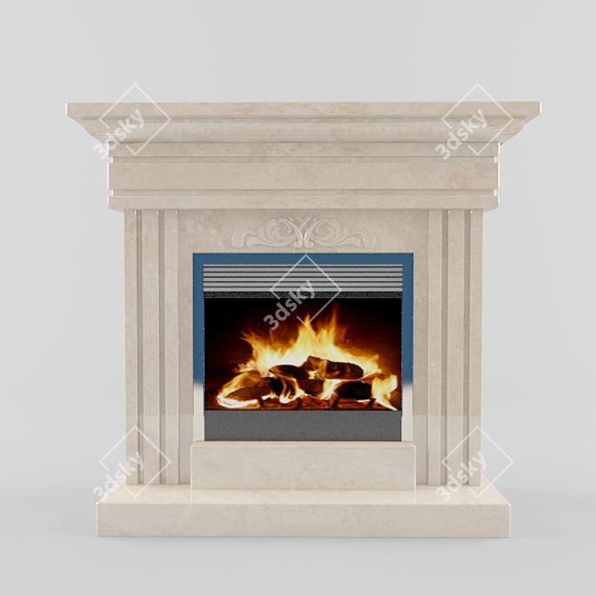 Modern Marble Electric Fireplace 3D model image 1