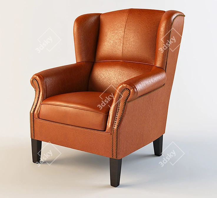 Elegant Knightsbridge Leather Chair 3D model image 1