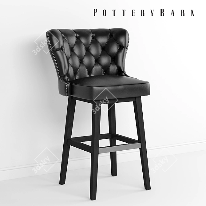 Elegant Caldwell Leather Barstool 3D model image 1