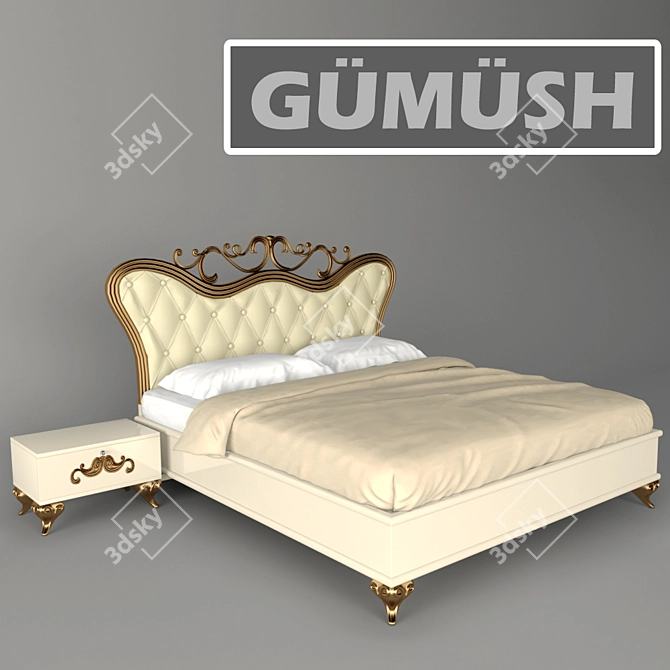 Elegant Alisa Bed 3D model image 1