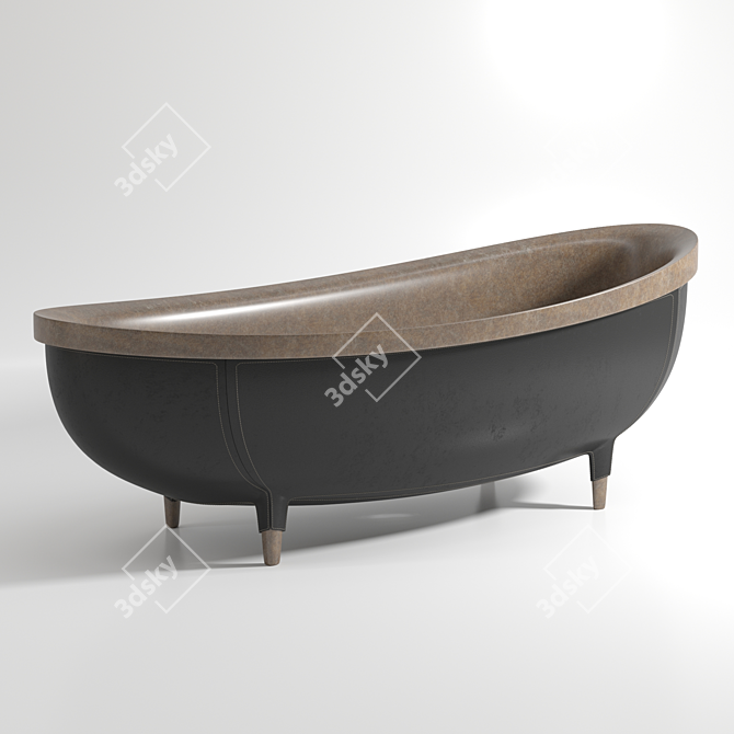 Luxury Leather-Covered Stone Bath 3D model image 1