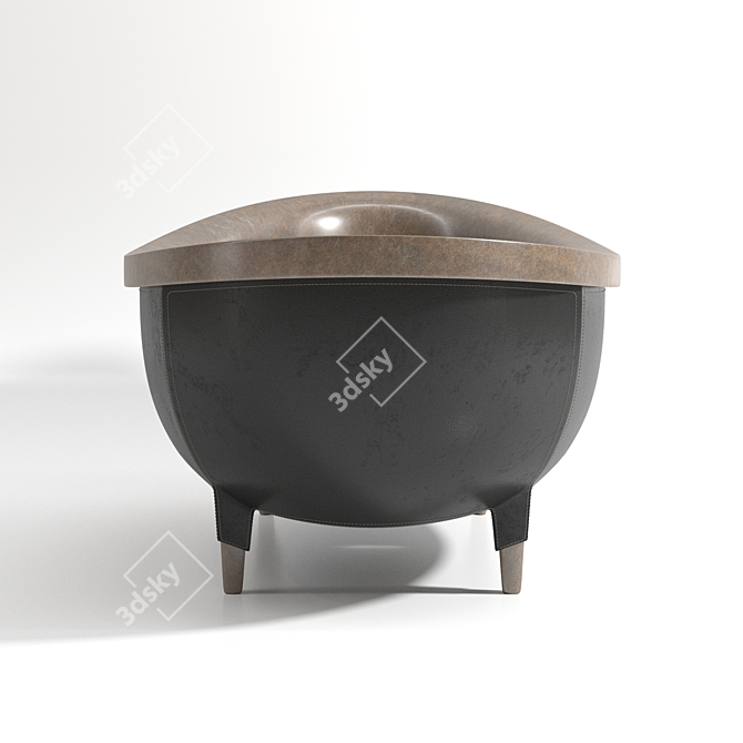 Luxury Leather-Covered Stone Bath 3D model image 2