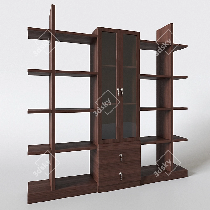 Sleek Wood Bookshelf 3D model image 1