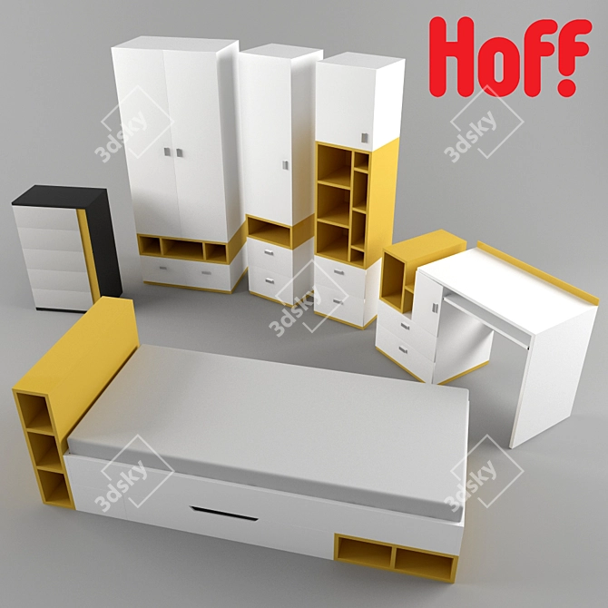 Mobi Furniture Collection & Graphic Kids' Dresser 3D model image 1