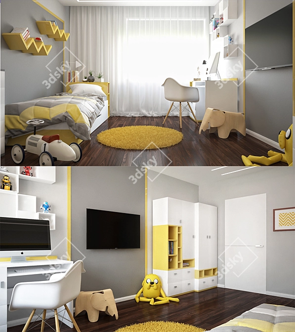Mobi Furniture Collection & Graphic Kids' Dresser 3D model image 2