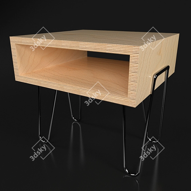 Modern Plywood Nightstand 3D model image 2