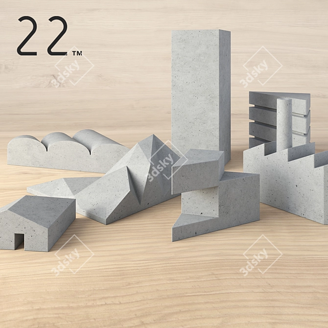 City Tangram: Concrete Puzzle Sculpture 3D model image 1