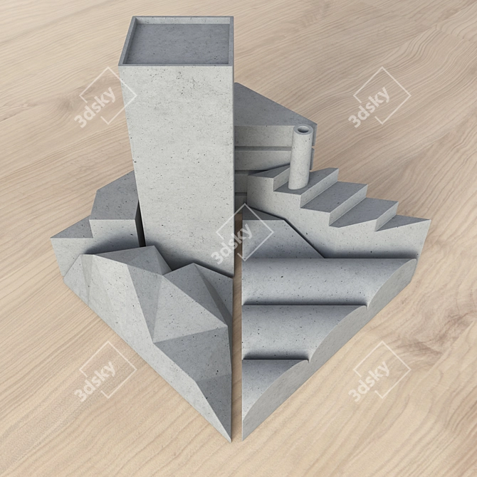 City Tangram: Concrete Puzzle Sculpture 3D model image 2