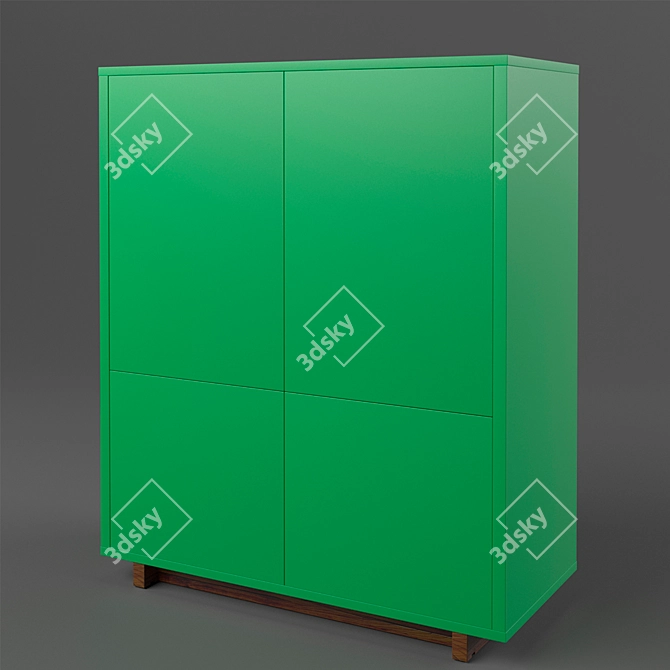 Green 2-Drawer Cabinet | 90x40x107 cm, IKEA Stockholm 3D model image 1