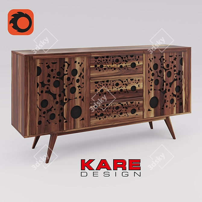 Stunning Perforated Wood Chest by KARE 3D model image 1