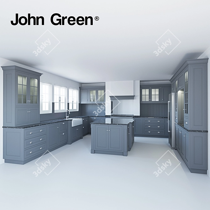 Minimalistic Kitchen Christie: Sleek Design by John Green 3D model image 1