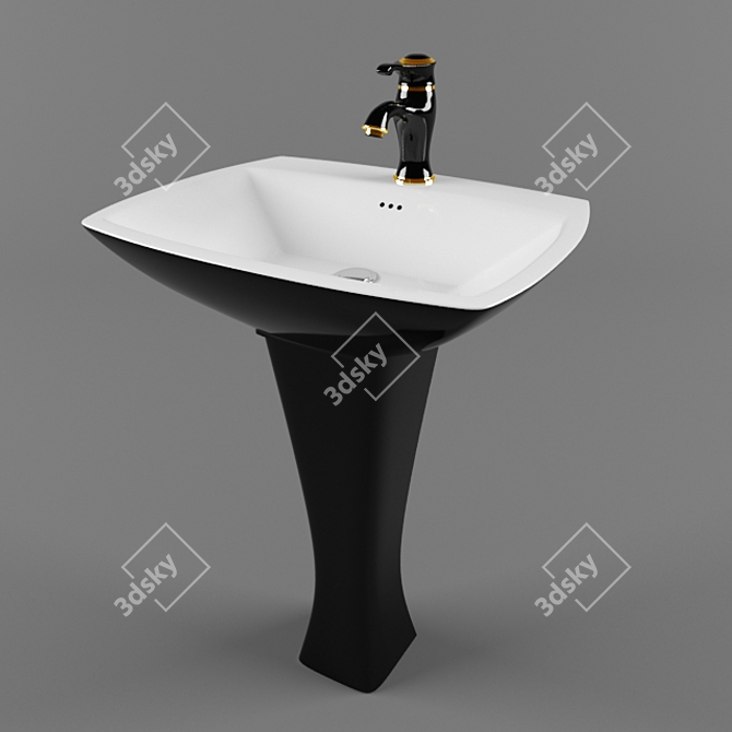 Elegant Black & White Sink Set 3D model image 1