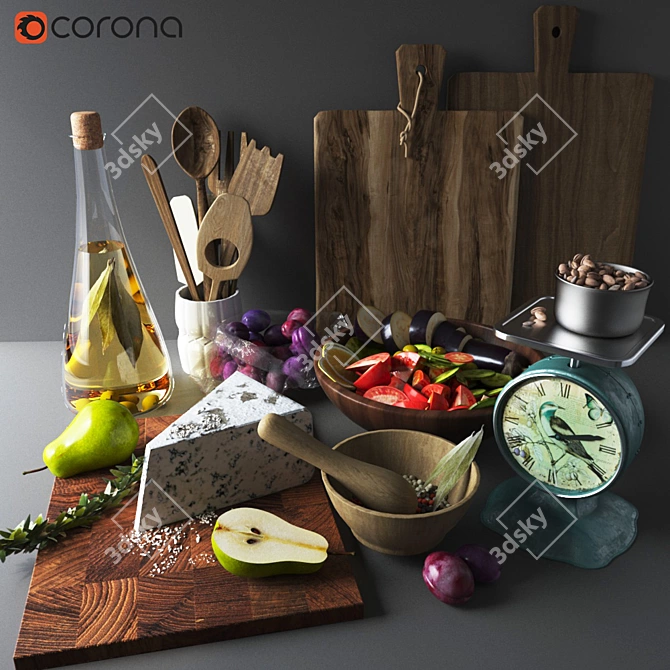 "Savor & Slice: Kitchen Set 3D model image 1