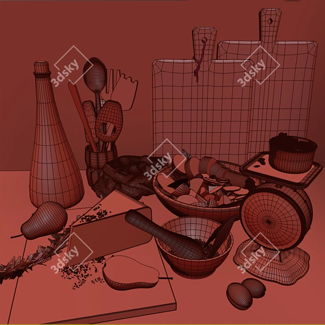 "Savor & Slice: Kitchen Set 3D model image 3