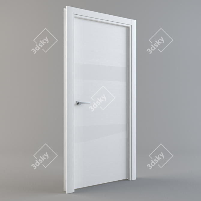 Elegant White Glass Door 3D model image 1