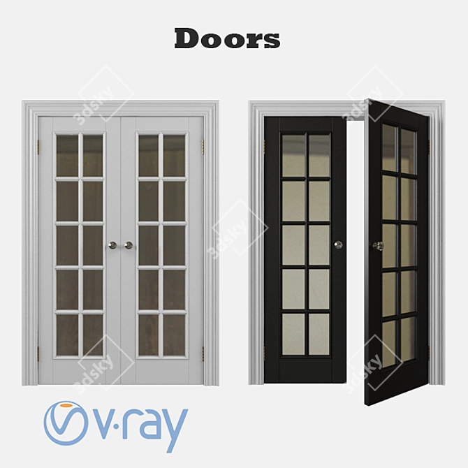 Double Glass Interior Door 3D model image 1