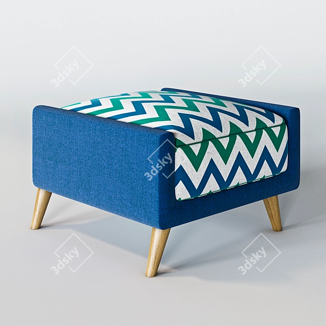 Stylish Square Ottomans: 3 Pattern Options 3D model image 1