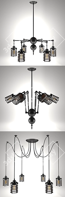 Vintage Loft Spider Chandelier 3D model image 2