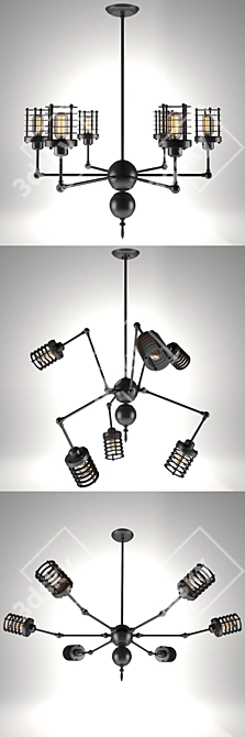 Vintage Loft Spider Chandelier 3D model image 3