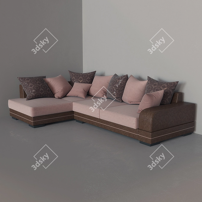 Title: Cozy Comfort Sofa with Plush Pillows 3D model image 1