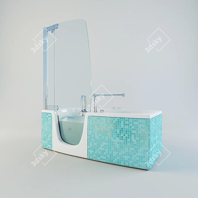 Luxury Corner Hydro Massage Bathtub 3D model image 3