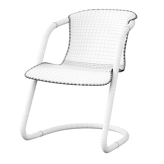 Vintage-Style Steel & Leather Armchair 3D model image 3