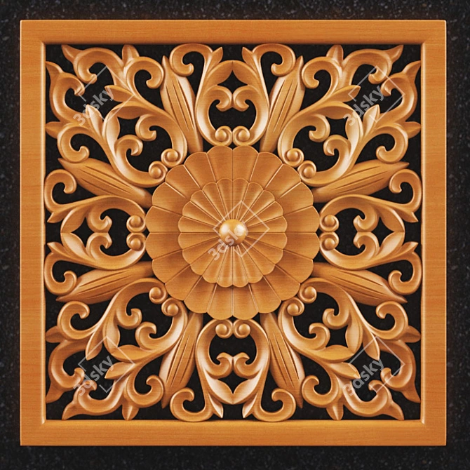 Russian Wood Carving: Authentic Wooden Texture 3D model image 1