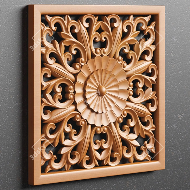 Russian Wood Carving: Authentic Wooden Texture 3D model image 2