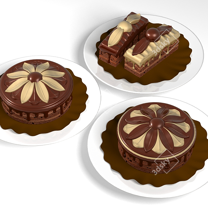 Delicious Chocolate Cake 3D model image 1