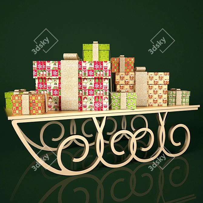 Festive Sleigh with Surprise Gifts 3D model image 1