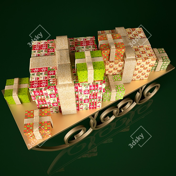 Festive Sleigh with Surprise Gifts 3D model image 3