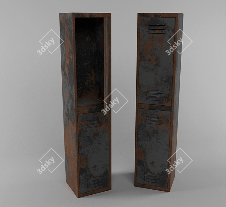 Retro Metal Locker 3D model image 1