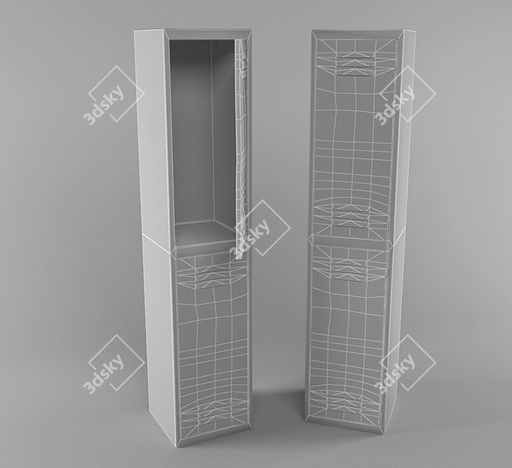 Retro Metal Locker 3D model image 2