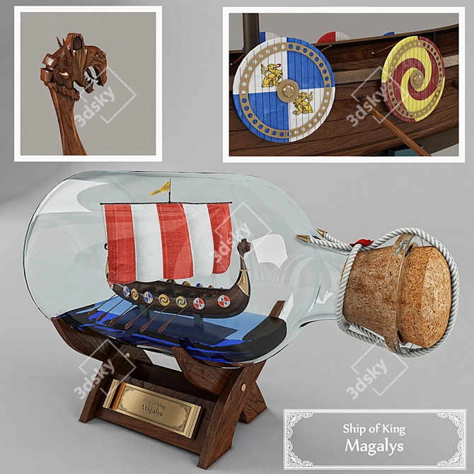 Nautical Wonder in a Bottle 3D model image 1