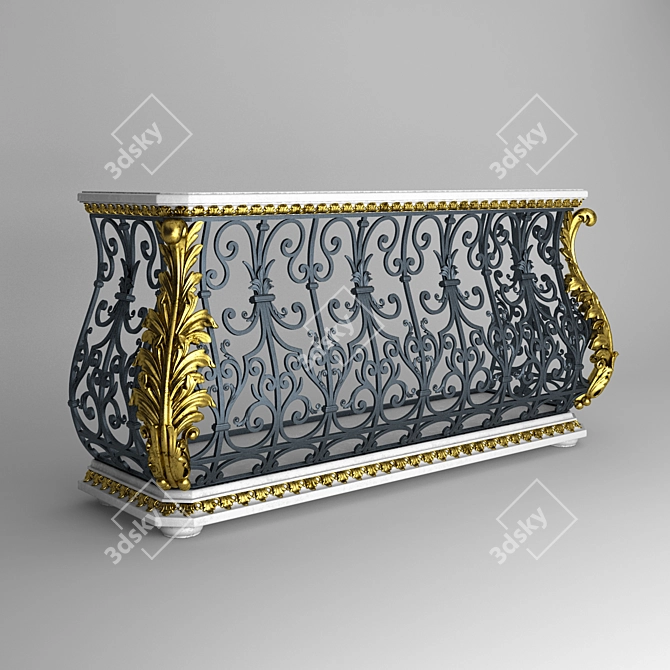 Vintage Wrought Iron Console 3D model image 1