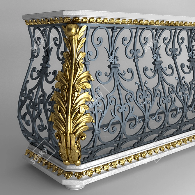 Vintage Wrought Iron Console 3D model image 2