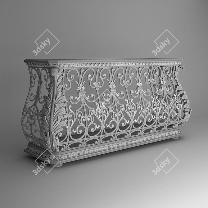 Vintage Wrought Iron Console 3D model image 3