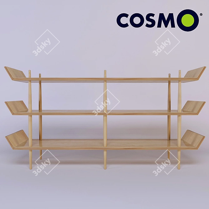 Bentwood Double Rack - Stylish Storage Solution 3D model image 2