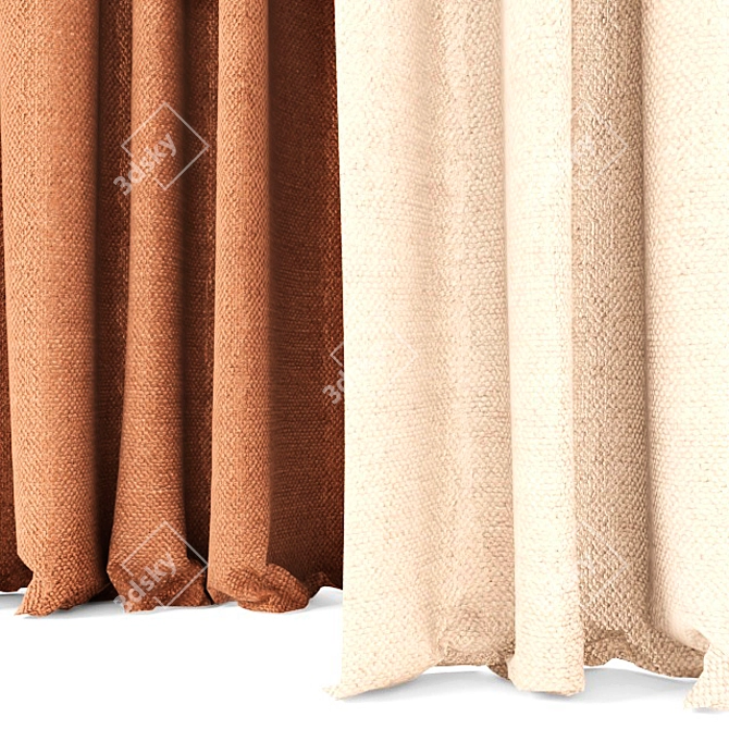 Chic Chocolate Curtains 3D model image 2