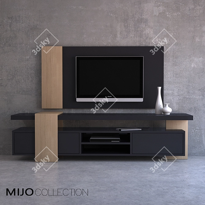 Modern Chest + TV Panel: Grupo Mobilfresno Mijo Collection 3D model image 1