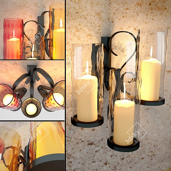 Title: Handmade Candle Sconces 3D model image 1