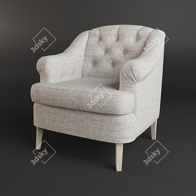 Sleek White Armchair 3D model image 1