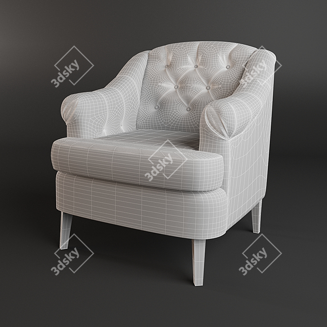 Sleek White Armchair 3D model image 2