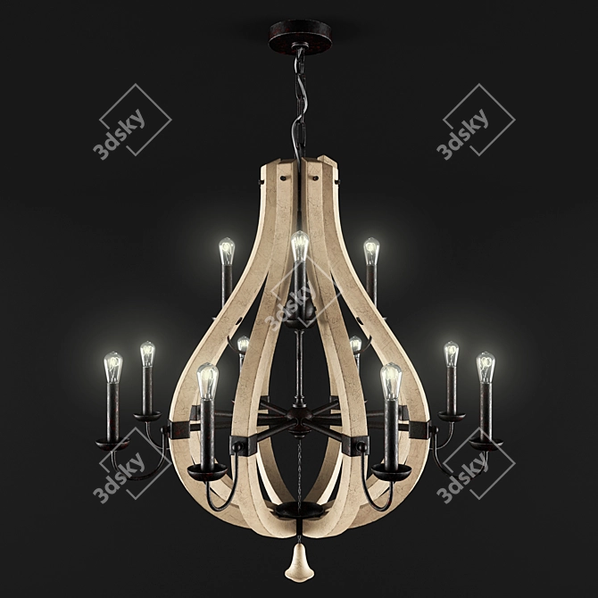 Elegant Middlefield Chandelier - 12 Candle Design 3D model image 1